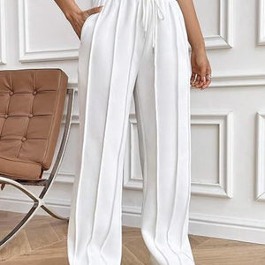 Drawstring Wide Leg Pants with Pockets Trendsi