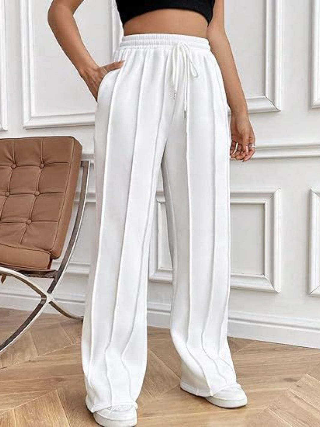 Drawstring Wide Leg Pants with Pockets Trendsi