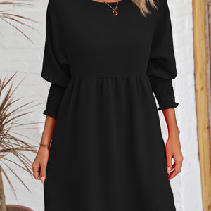 Round Neck Lantern Sleeve Mini Dress Trendsi