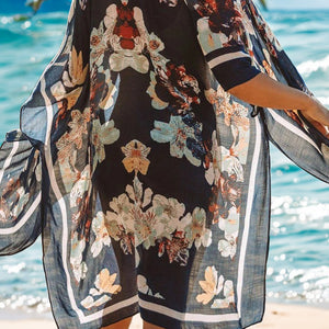 Printed Open Front Cover-Up Trendsi