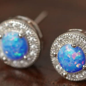 Opal 4-Prong Round Stud Earrings Trendsi