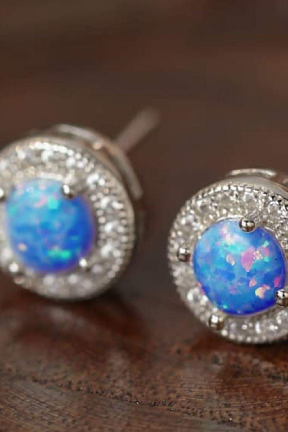 Opal 4-Prong Round Stud Earrings Trendsi