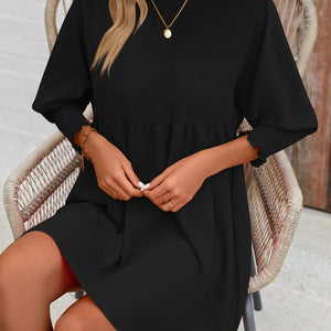 Round Neck Lantern Sleeve Mini Dress Trendsi