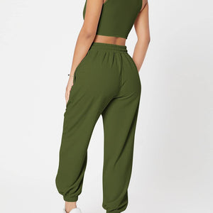 Wide Strap Top and Drawstring Joggers Set Trendsi