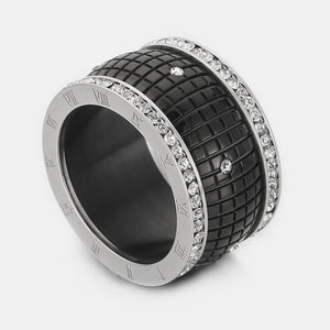 Inlaid Rhinestone Stainless Steel Ring Trendsi