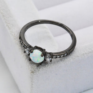 925 Sterling Silver Round Opal Ring Trendsi