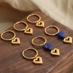 Heart Shape Lapis Lazuli Dangle Earrings Trendsi