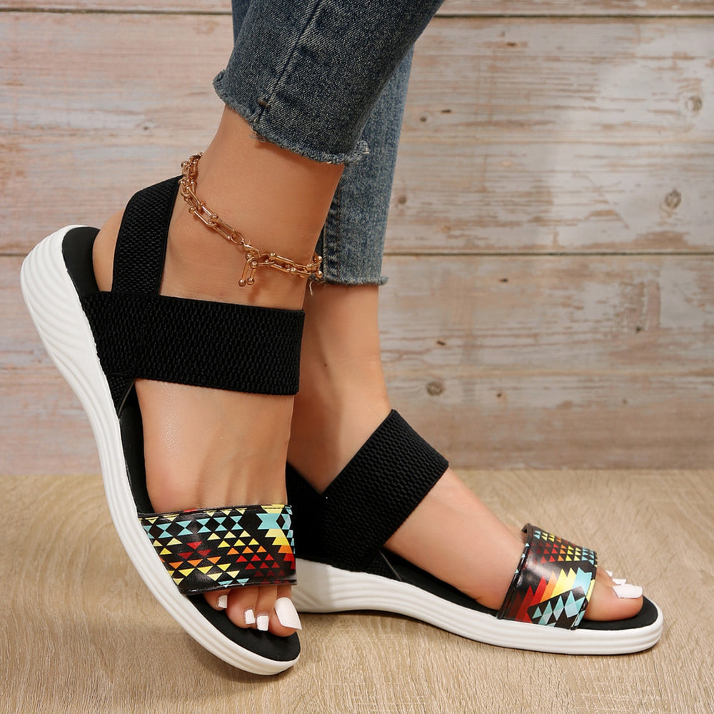 PU Leather Open Toe Low Heel Sandals Trendsi