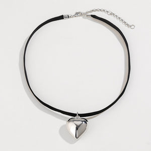 Heart Pendant Velvet Rope Choker Necklace Trendsi