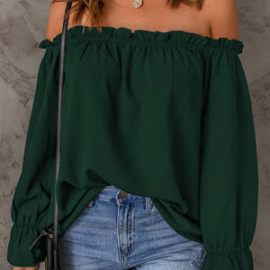 Off-Shoulder Flounce Sleeve Blouse Trendsi