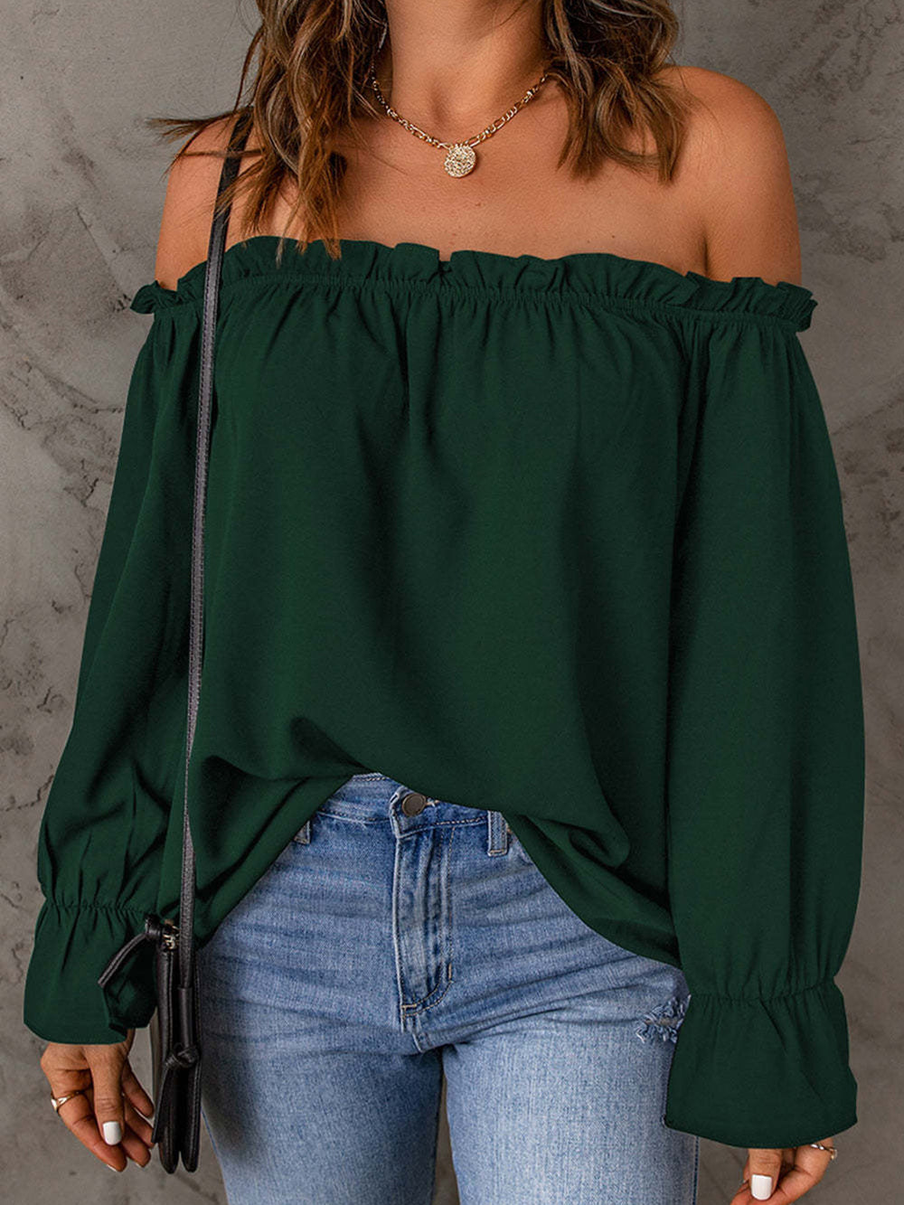 Off-Shoulder Flounce Sleeve Blouse Trendsi