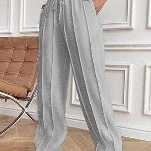 Drawstring Wide Leg Pants with Pockets Trendsi