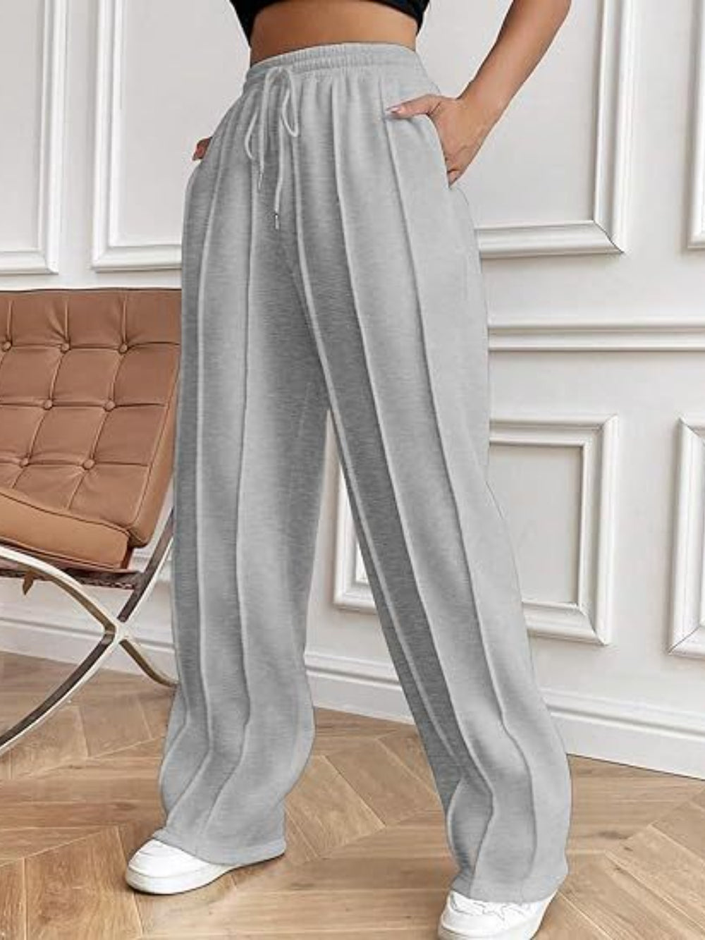 Drawstring Wide Leg Pants with Pockets Trendsi