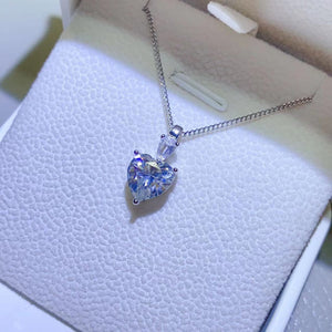 2 Carat Moissanite 925 Sterling Silver Heart Pendant Necklace Trendsi