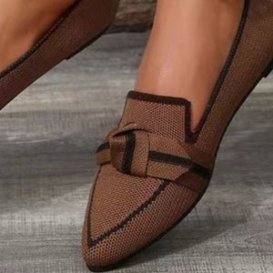 Bow Contrast Trim Point Toe Loafers Trendsi