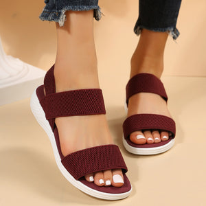 Rubber Open Toe Low Heel Sandals Trendsi