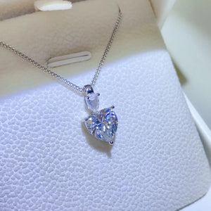 2 Carat Moissanite 925 Sterling Silver Heart Pendant Necklace Trendsi