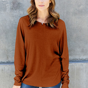 Double Take Full Size Round Neck Long Sleeve T-Shirt Trendsi