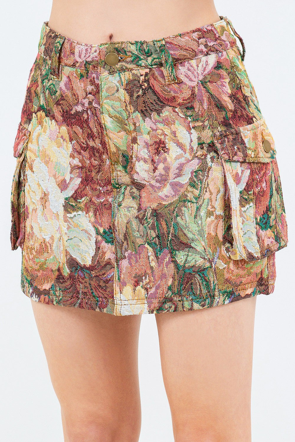 American Bazi Jacquard Weave Cargo Pocket Skirt Trendsi