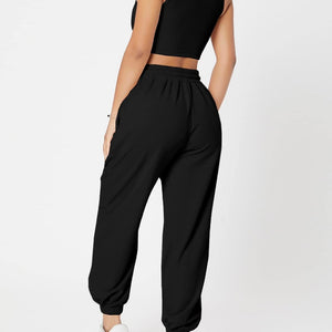 Wide Strap Top and Drawstring Joggers Set Trendsi