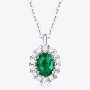 1.5 Carat Lab-Grown Emerald 925 Sterling Silver Necklace Trendsi