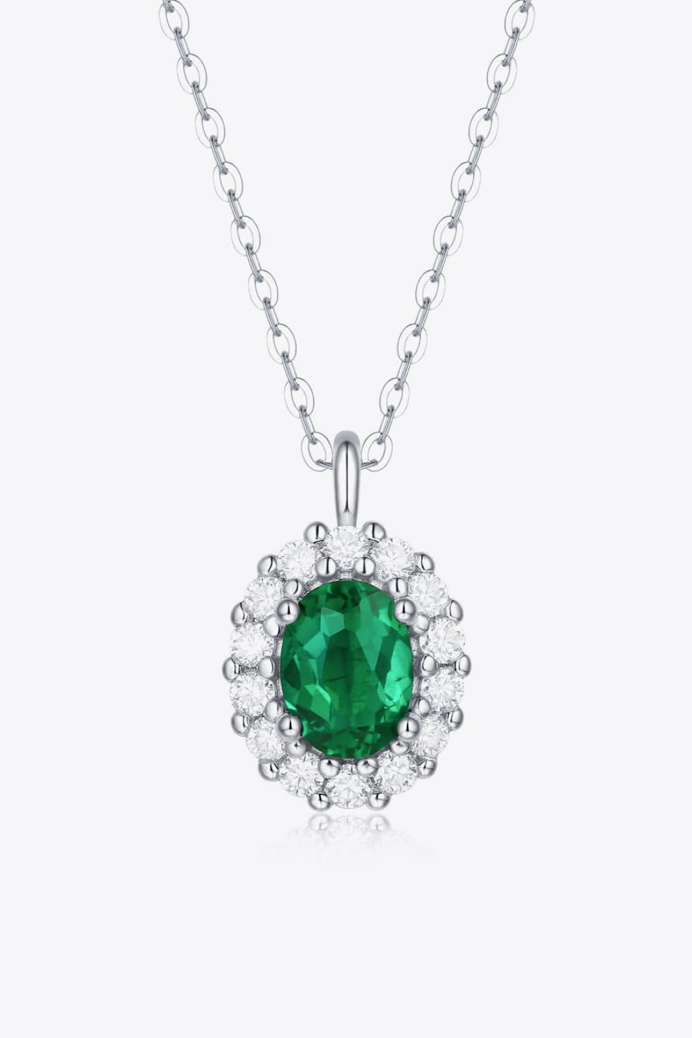 1.5 Carat Lab-Grown Emerald 925 Sterling Silver Necklace Trendsi