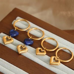 Heart Shape Lapis Lazuli Dangle Earrings Trendsi