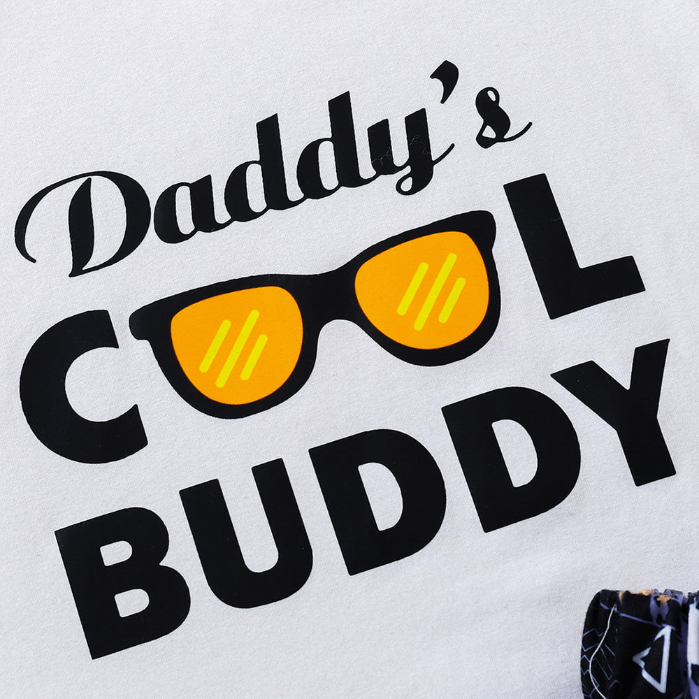 Kids DADDY'S COOL BUDDY Graphic Tee and Printed Shorts Set Trendsi