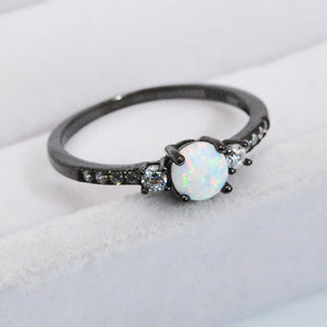 925 Sterling Silver Round Opal Ring Trendsi