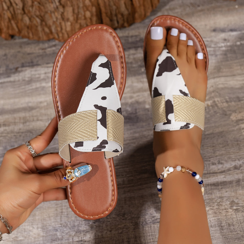 Animal Print Open Toe Sandals Trendsi