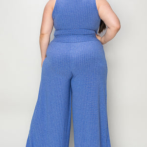 Basic Bae Full Size Ribbed Tank and Wide Leg Pants Set Trendsi