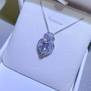 3 Carat Moissanite 925 Sterling Silver Heart Pendant Necklace Trendsi