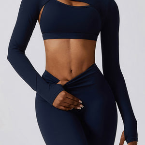 Cropped Cutout Long Sleeve Sports Top Trendsi