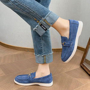 Metal Buckle Flat Sneakers Trendsi