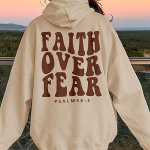 FAITH OVER FEAR Dropped Shoulder Hoodie Trendsi