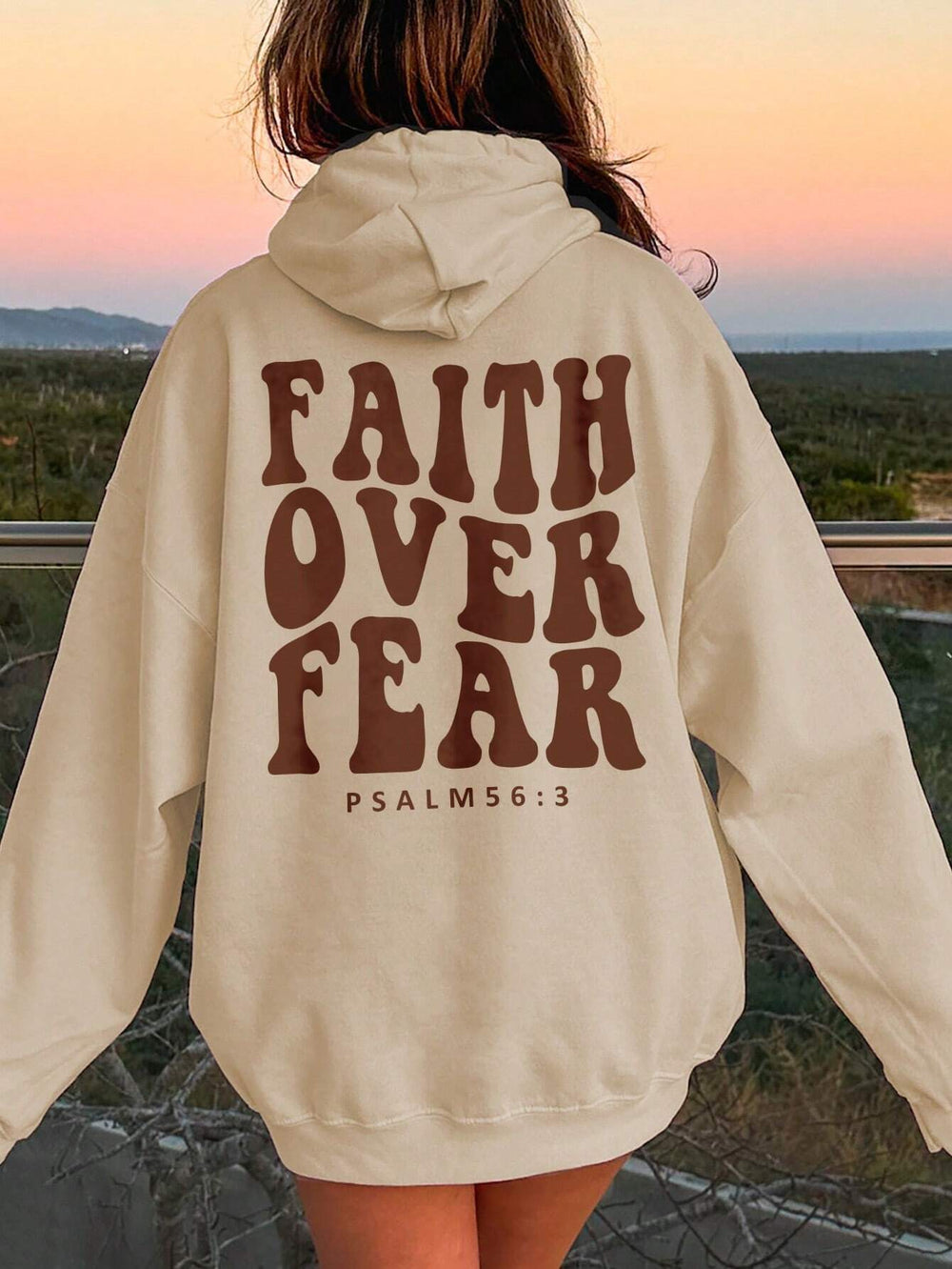 FAITH OVER FEAR Dropped Shoulder Hoodie Trendsi