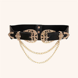 Chain Detail Double Buckle Belt Trendsi