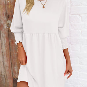 Round Neck Lantern Sleeve Mini Dress Trendsi