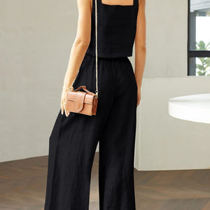 Square Neck Top and Wide Leg Pants Set Trendsi