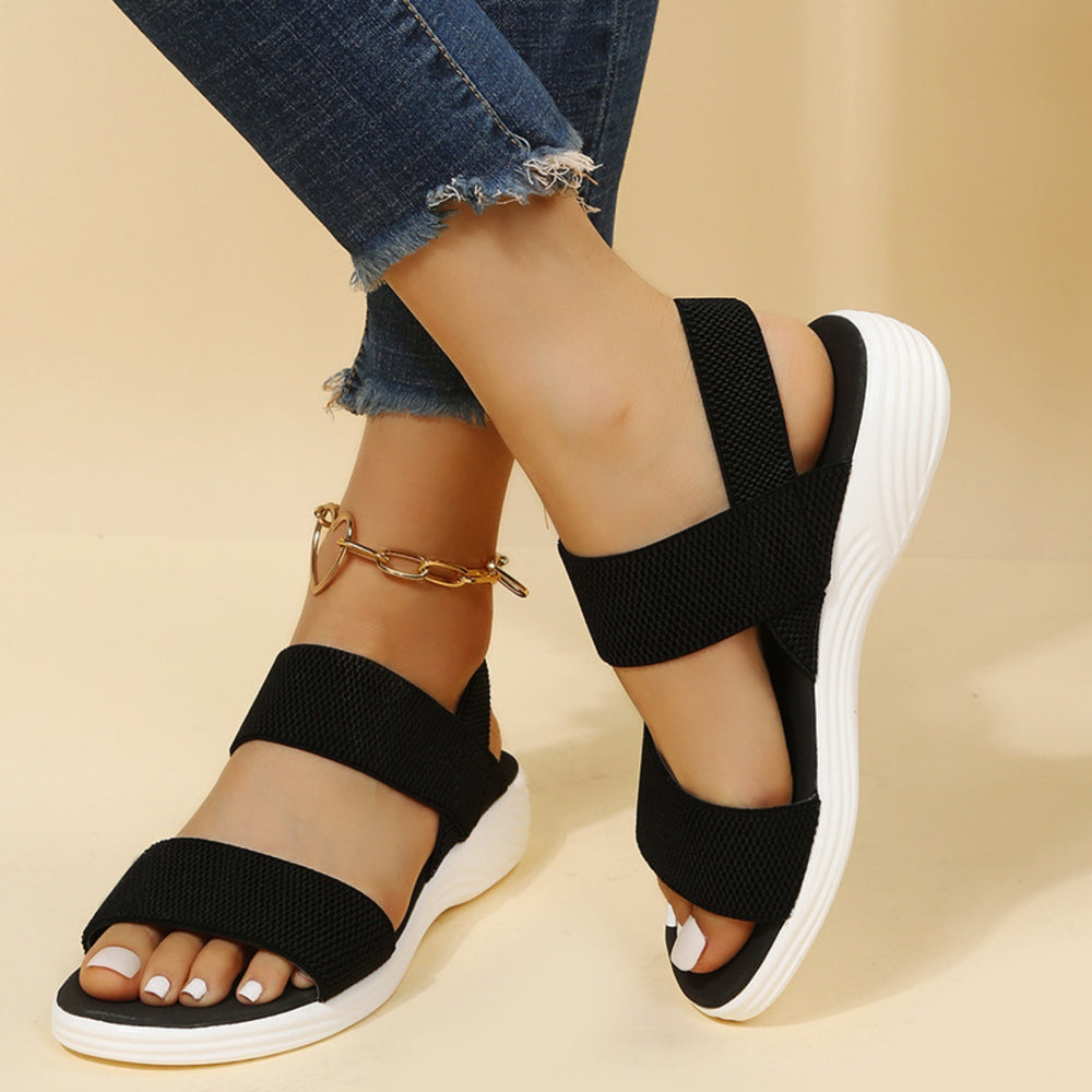 Rubber Open Toe Low Heel Sandals Trendsi