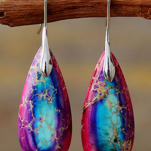 Handmade Teardrop Shape Natural Stone Dangle Earrings Trendsi