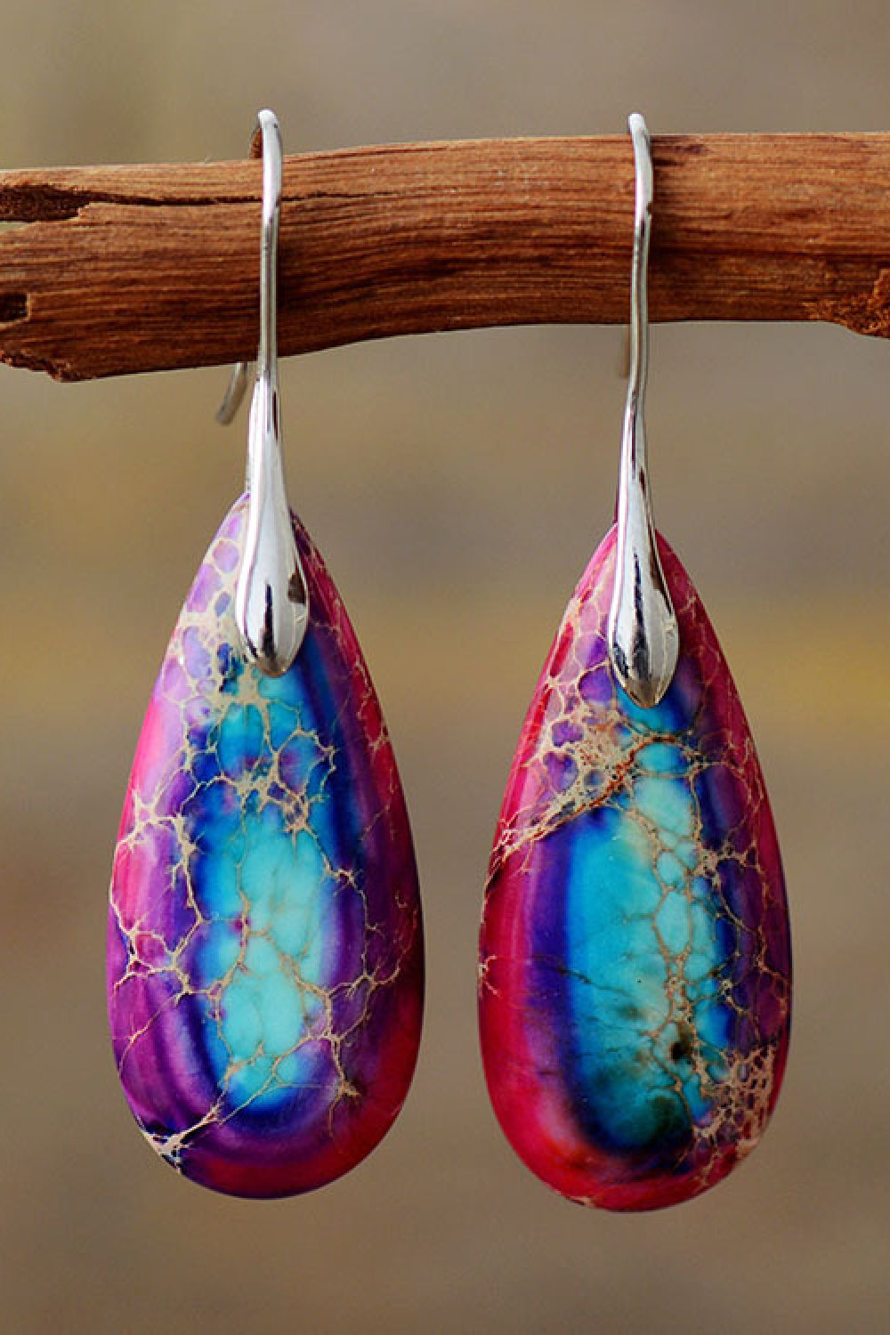 Handmade Teardrop Shape Natural Stone Dangle Earrings Trendsi