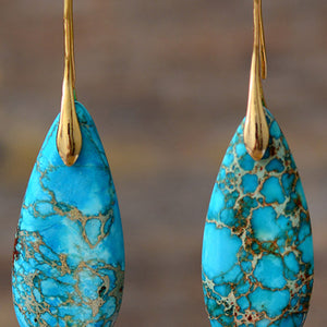 Handmade Teardrop Shape Natural Stone Dangle Earrings Trendsi