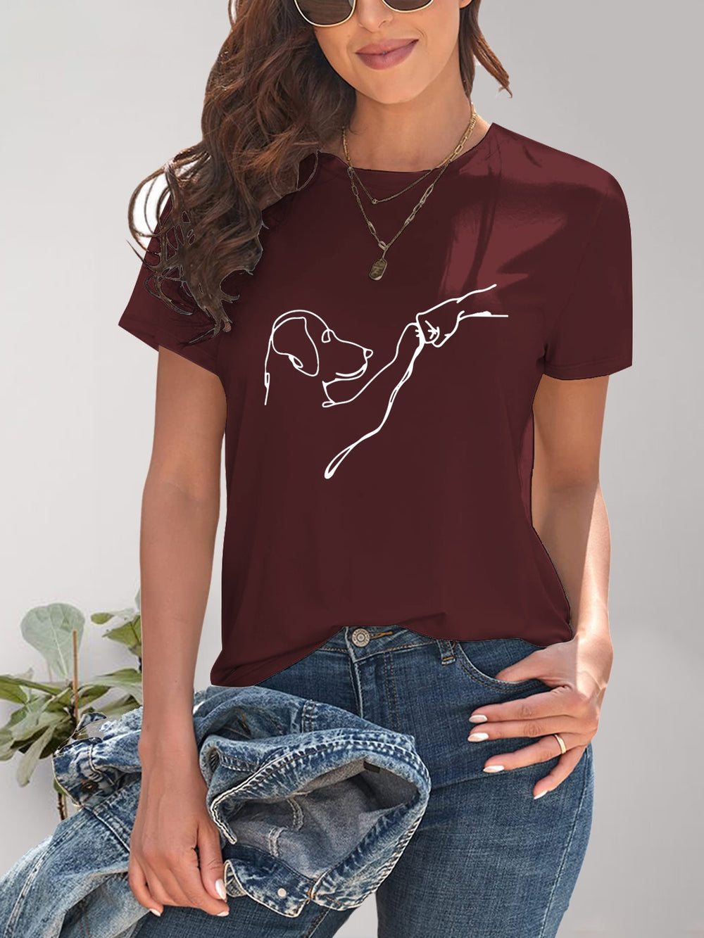 Dog Graphic Round Neck T-Shirt Trendsi