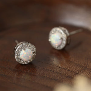 Opal 4-Prong Round Stud Earrings Trendsi