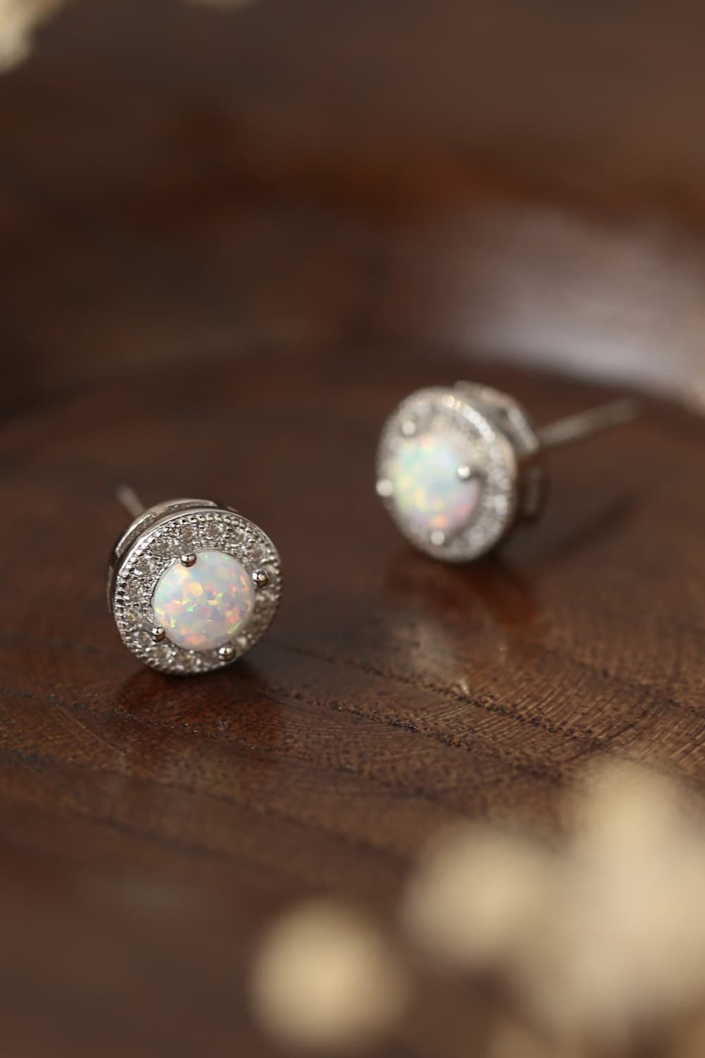 Opal 4-Prong Round Stud Earrings Trendsi