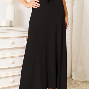 Double Take Full Size Soft Rayon Drawstring Waist Maxi Skirt Trendsi