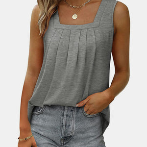 Ruched Square Neck Tank Trendsi