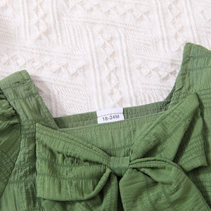 Kids Textured Bow Detail Top and Belted Shorts Set Trendsi