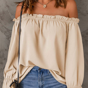 Off-Shoulder Flounce Sleeve Blouse Trendsi